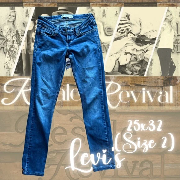 Levi’s “Demi Curve” Low Rise Skinny Jeans – Dark Wash – Size 25x32 (Women’s 0-2) - Picture 2 of 4